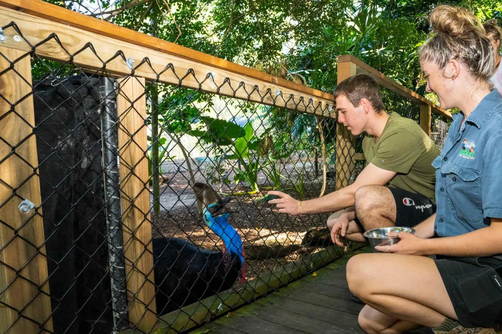 Keeper introducing a bird to visitors at the Wildlife Habitat