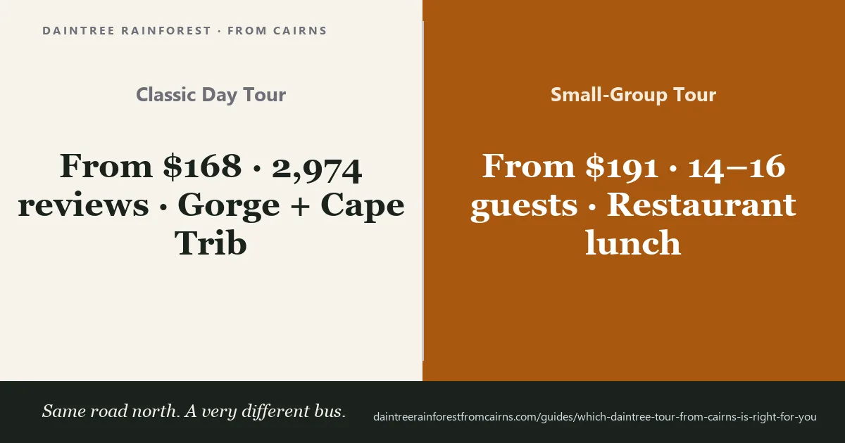 Daintree tour comparison from Cairns: Mossman Gorge, the Daintree River cruise and Cape Tribulation Beach